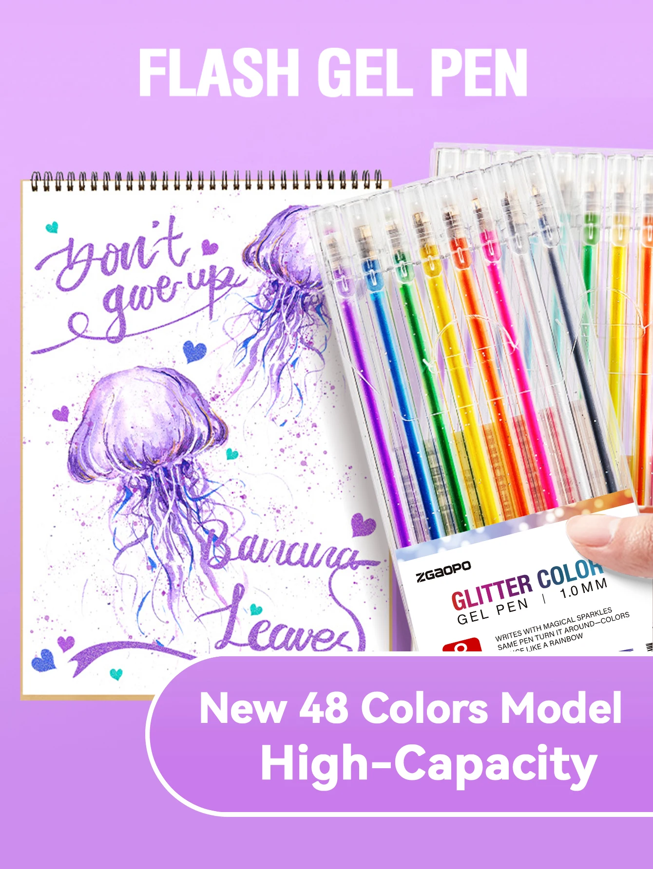 

Glitter Gel Pen Set, Available in 8/12/18/24/36/48 Colors, Large Capacity, 1.0mm Tip, Colorful Glitter Highlighter, Quick-Drying, Smooth and Non-Smudging, High Color Payoff, Waterproof, Suitable for Journaling, Doodling, Greeting Card Decoration, Student 