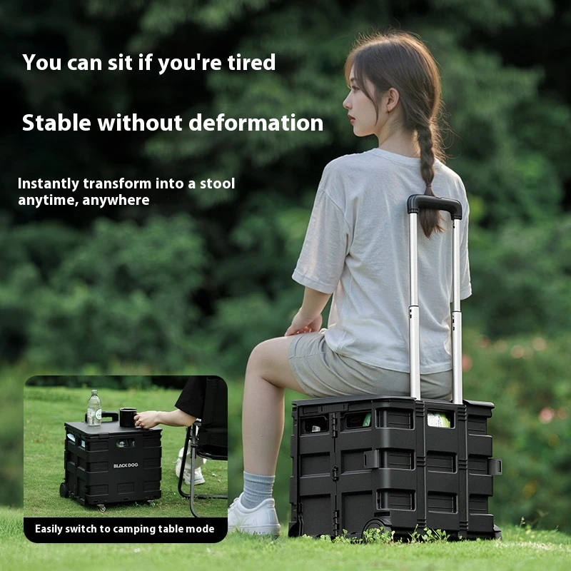 

BLACKDOG Открытый 30л Складная тележка для хранения тяги для кемпинга, устойчивая к царапинам резиновая бесшумная универсальная колесо, устойчивая к износу