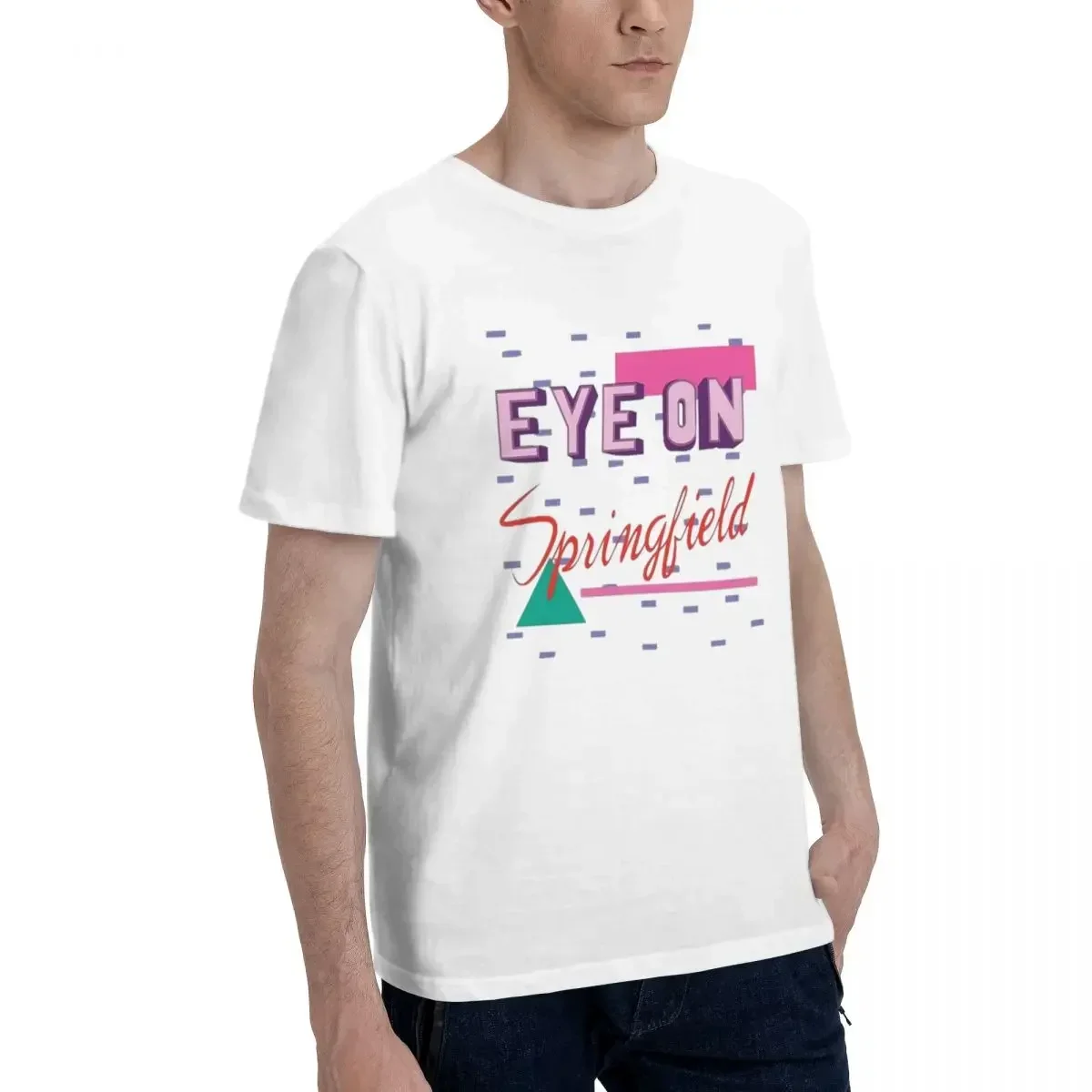 Eye On Springfield 100% Cotton T-shirt Male Funny T Shirts Men Round Neck Short Sleeve S-6XL