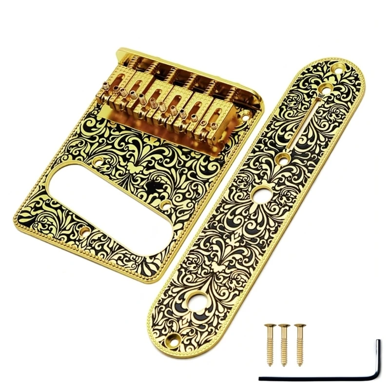 Electric Guitar Bridge Control Panel with Carving Decorative Pattern Guitar Part