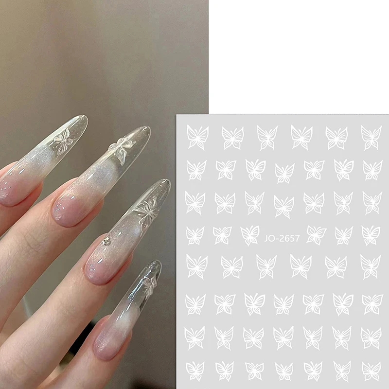 Hand gezeichnete Schmetterling Nail Art Aufkleber ultra dünne Schieber egler Dekoration transparente Abziehbilder schwarz/weiß/gold selbst klebende Aufkleber