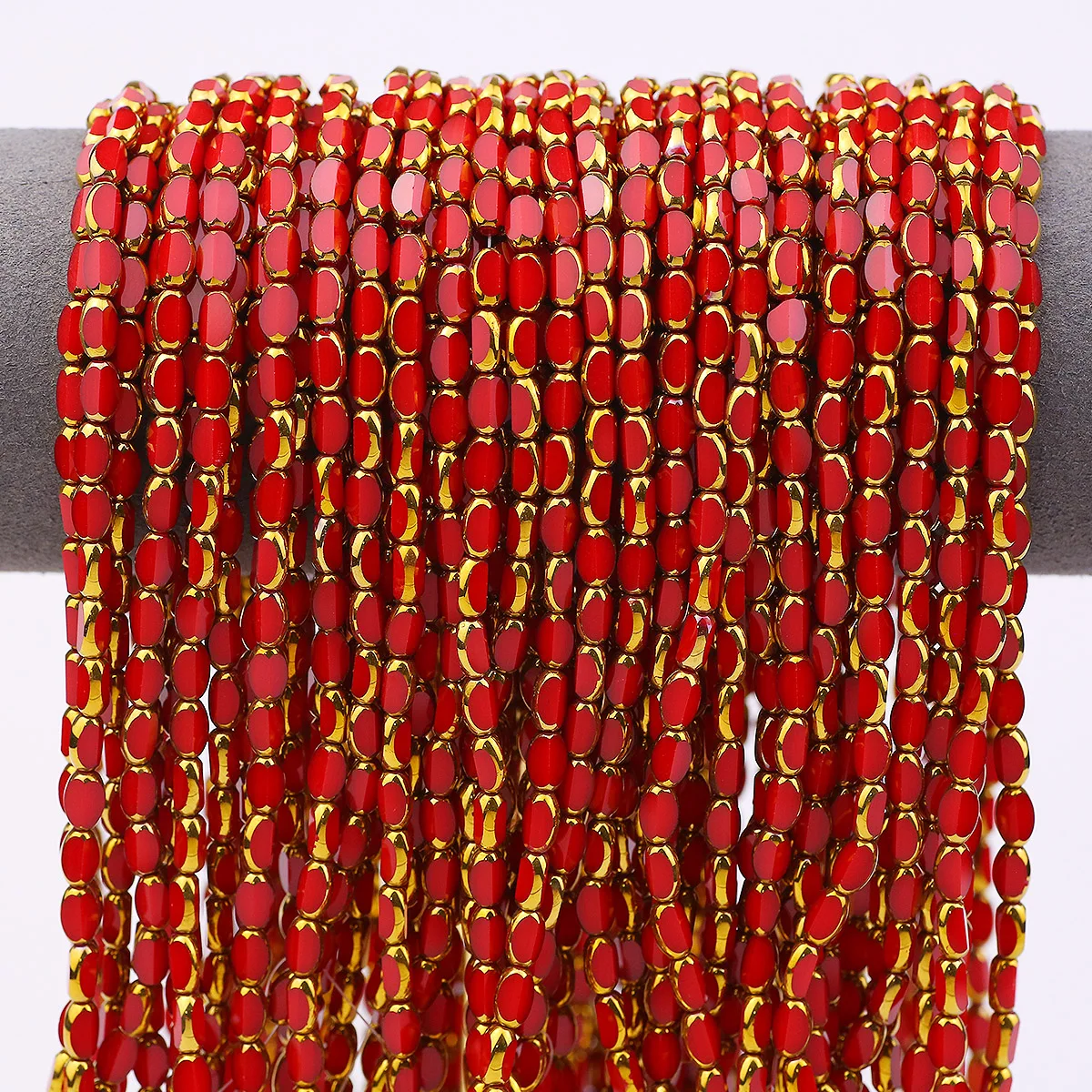 4x6mm 50~200pcs Red Gold Plated Oval Shape Crystal Glass Spacer Loose Beads For Jewelry Making Diy Bracelets Necklaces Earrings