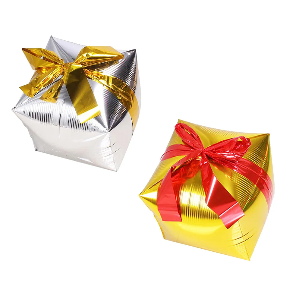 

NOLITOY 2pcs Christmas Aluminum Foil Balloons Cube Decorative Party Air Balloons Metallic Film Decoration