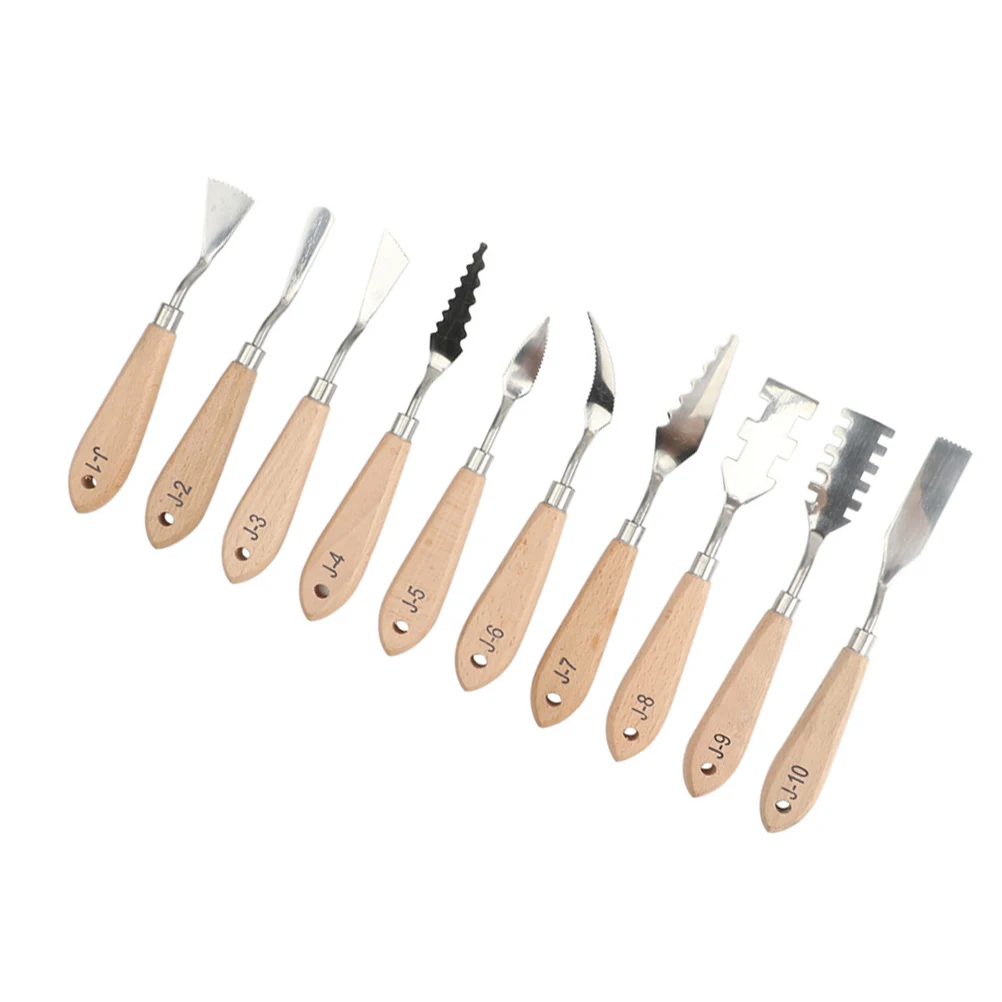 

10 Pcs Painting Art Spatulas Oil Scraper Shovels Metal Stainless Steel Cutters Tray Scrapers