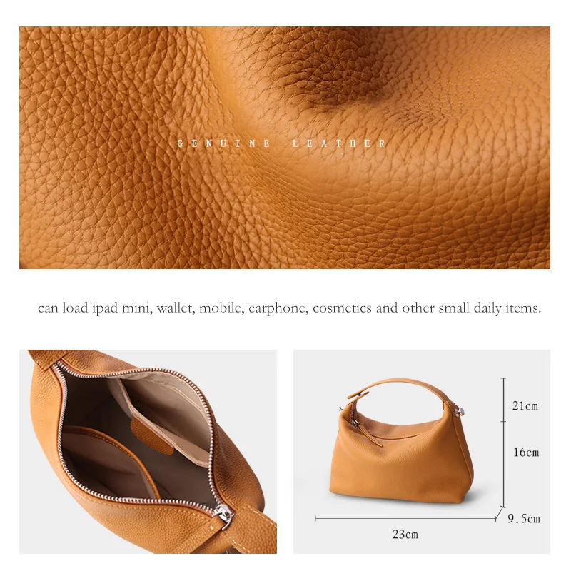 2024 New Women\'s Bag Female Luxury Soft Genuine Leather Handbag Lady Fashion Daily Casual Shoulder Bag Girls Crossbody Messenger