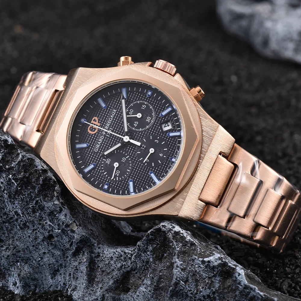 Top Hot AAA Girard-Perregaux Original Brand Watches For Mens  Multifunction Chronograph Quartz Watch Luxury Business Male Clock