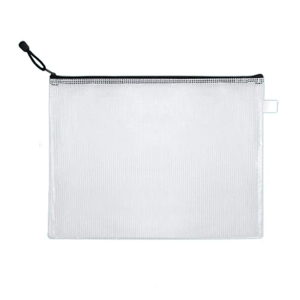 Sac de rangement de fichiers en plastique imperméable, sacs à fermeture éclair en maille, transparent, durable, réutilisable, école, bureau, 12 pièces