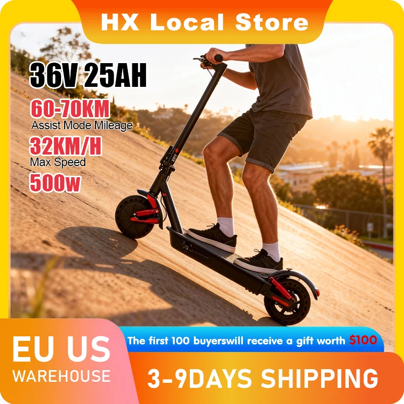 

HX D06 e scooter 500W 25AH electric scooter Shock absorbing E Scooter 8.5inch APP Smart adult escooters Electric kick scooter