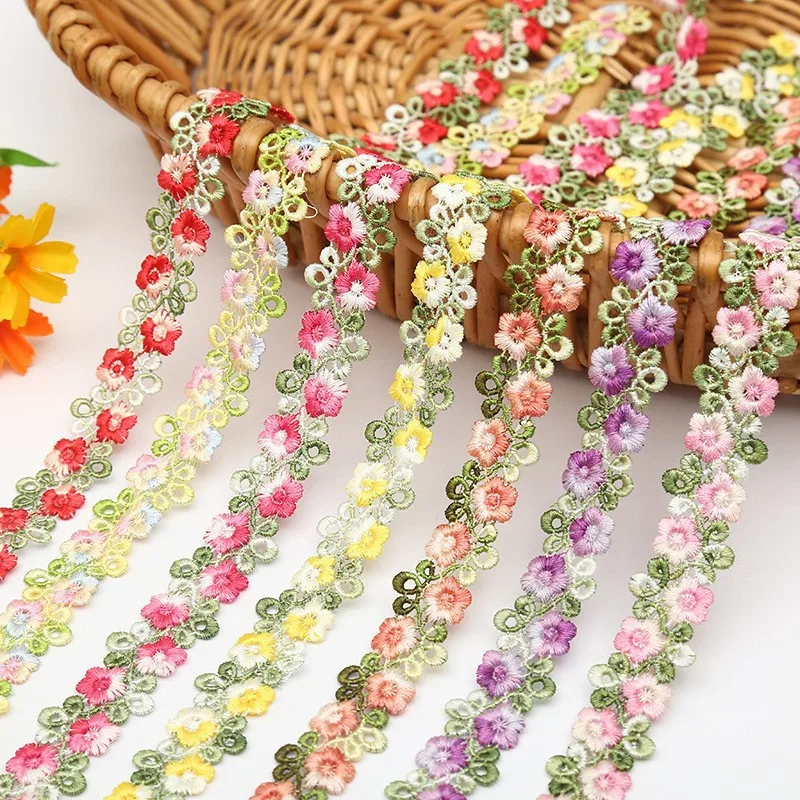 

15 Yards/Lot 2CM Colorful Plum Blossom Clothing Jewelry Hairpin Water-soluble Flower DIY Lace Trim