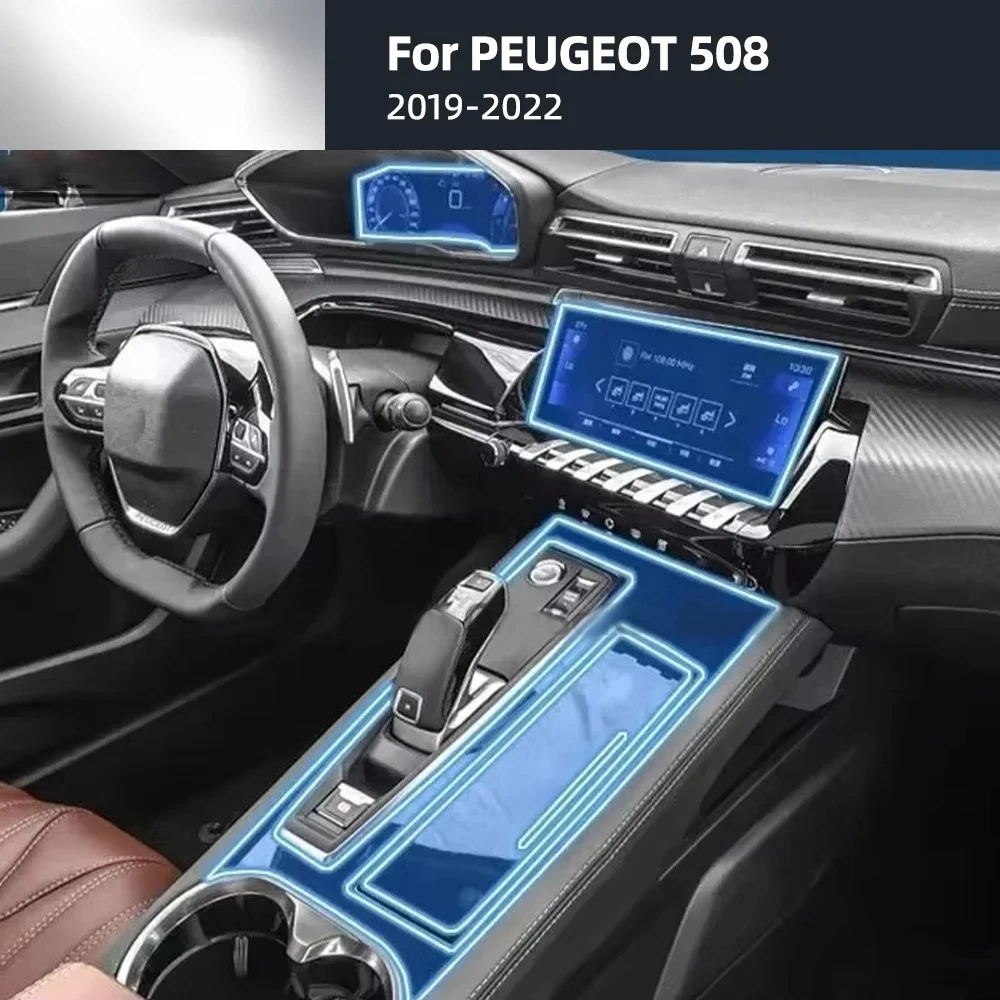 

Для PEUGEOT 508 2019-22: Защитная прозрачная пленка из ТПУ для центральной консоли автомобиля, антицарапийная, ремонтная, аксессуары для тюнинга