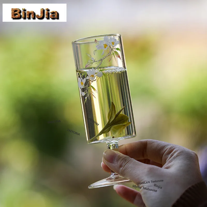 BAEJORIA 110ml Swallow Return High Footed Glass Teacup Ancient Tea Bowl Set Of Cups Tea-tasting Personal Cup Chazhan Master Cups