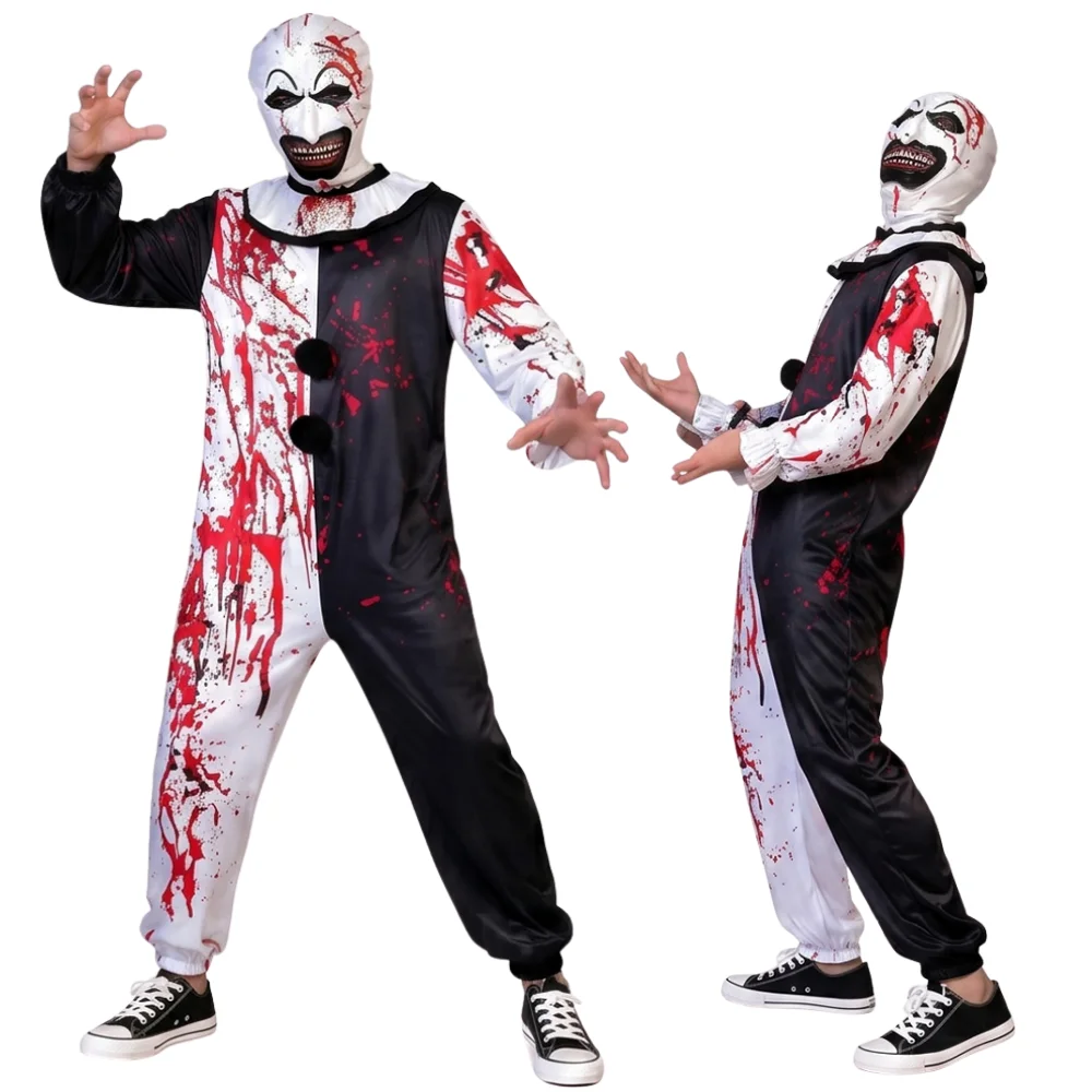 Disfraces de Payaso Artístico para Cosplay, Películas de Terror, Monos Sangrientos, Monos de Payaso Asesino, Disfraz de Halloween para Hombre