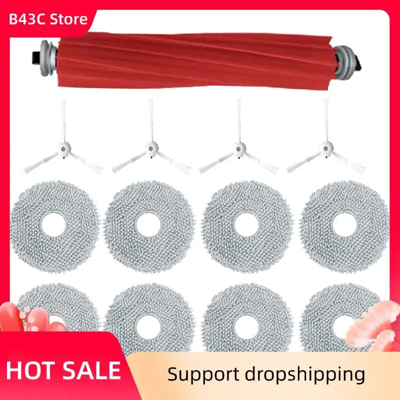 Accesorios de repuesto para máquina barredora B43C, Kit de cepillo lateral de paño de mopa con cepillo de goma para Robot de barrido Roborock P10