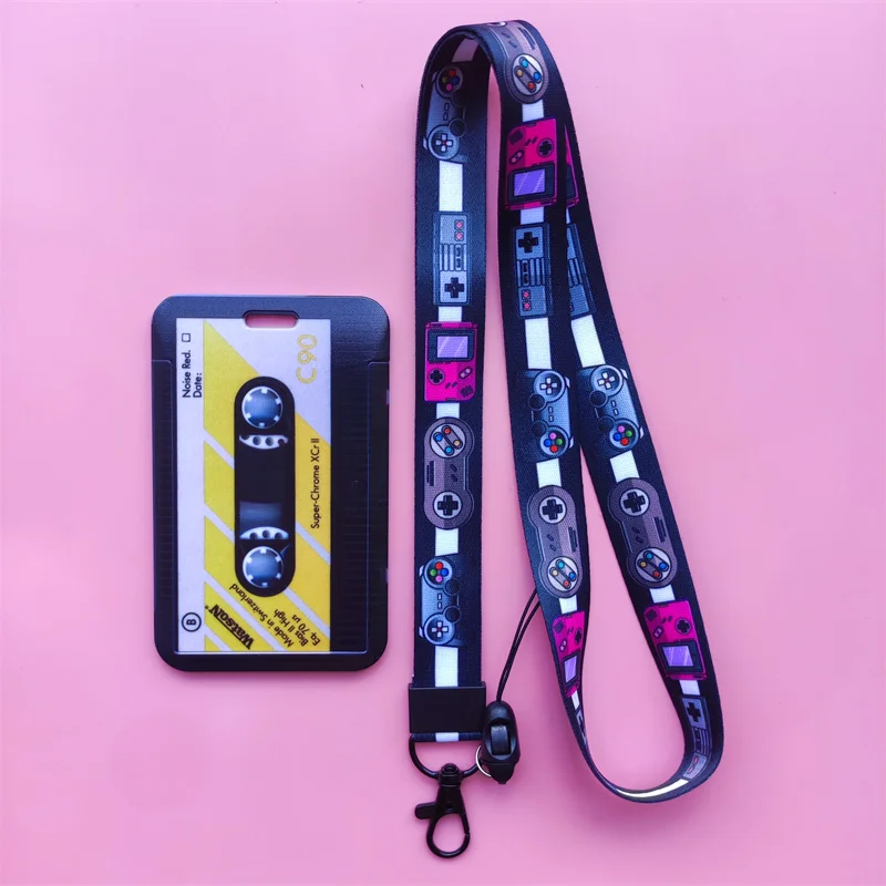 Retro Tape Card Holder Lanyard Camera Neck Strap Credit Card Case ID Badge Holders Credentials Protection Card Holders