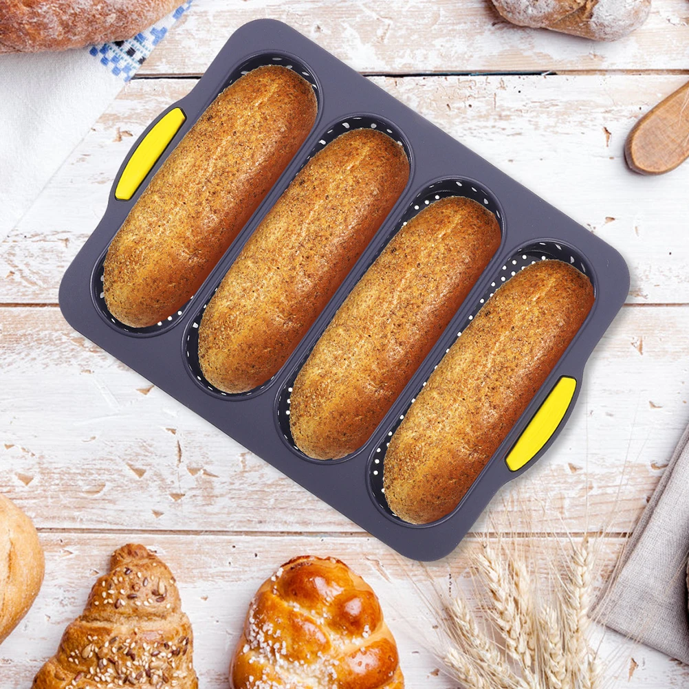

2Pcs French Bread Mold Non Stick Silicone Bakeware 4 Slot Loaf Mold Kitchen Supplies Heat Resistant Safe Material