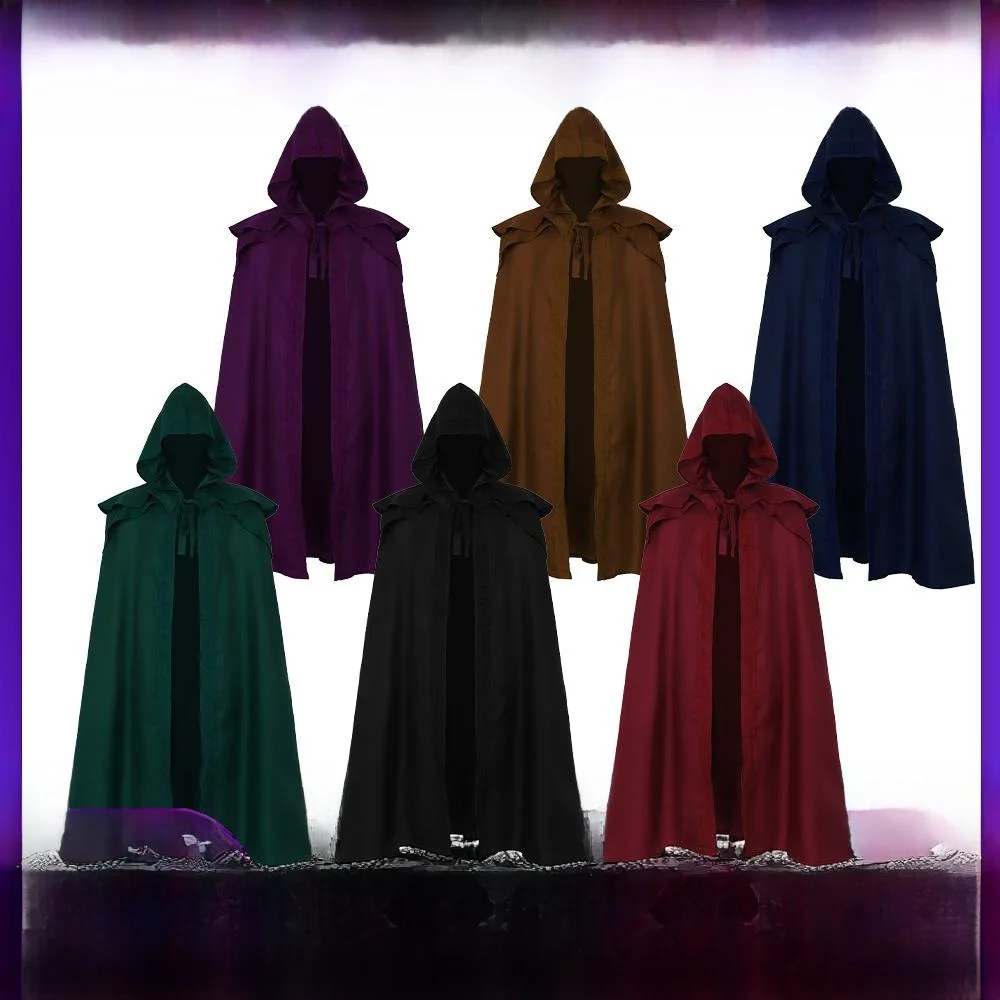 New loween Medieval 5 Cosplay Gothic Hooded Robe ex Long Wizard Cloak Ethnic Stage Costume for Men And Women