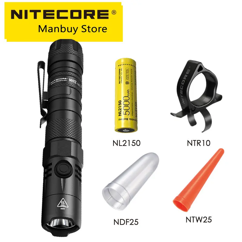 Original NITECORE MH12 V2 Strong Light Highlights 1200 Lumens Type-c Direct Charging Tactical Duty Flashlight Portable Spotlight