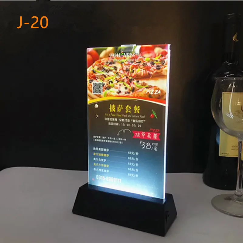 1Pc Led Menu List Light USB Table Billboard Message Order Display Acrylic Lamp Base Stand Holder Restaurant In-Store Decorate