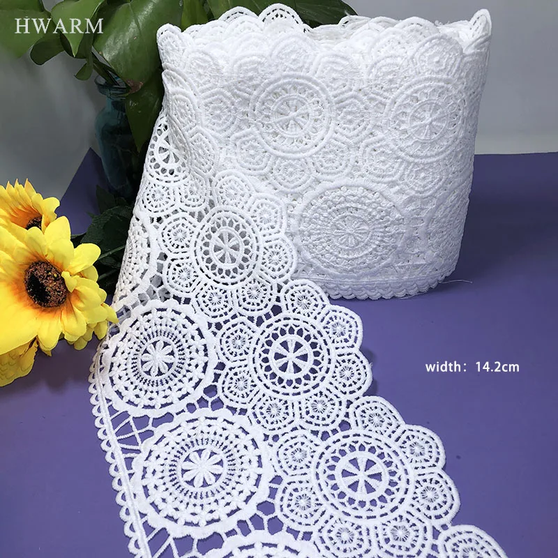 HWARM 10yard Lace Fabric Bar Code Water Soluble Ivory White Diy Milk Silk Embroidery Women's Dress Sewing Trim Home Decoration