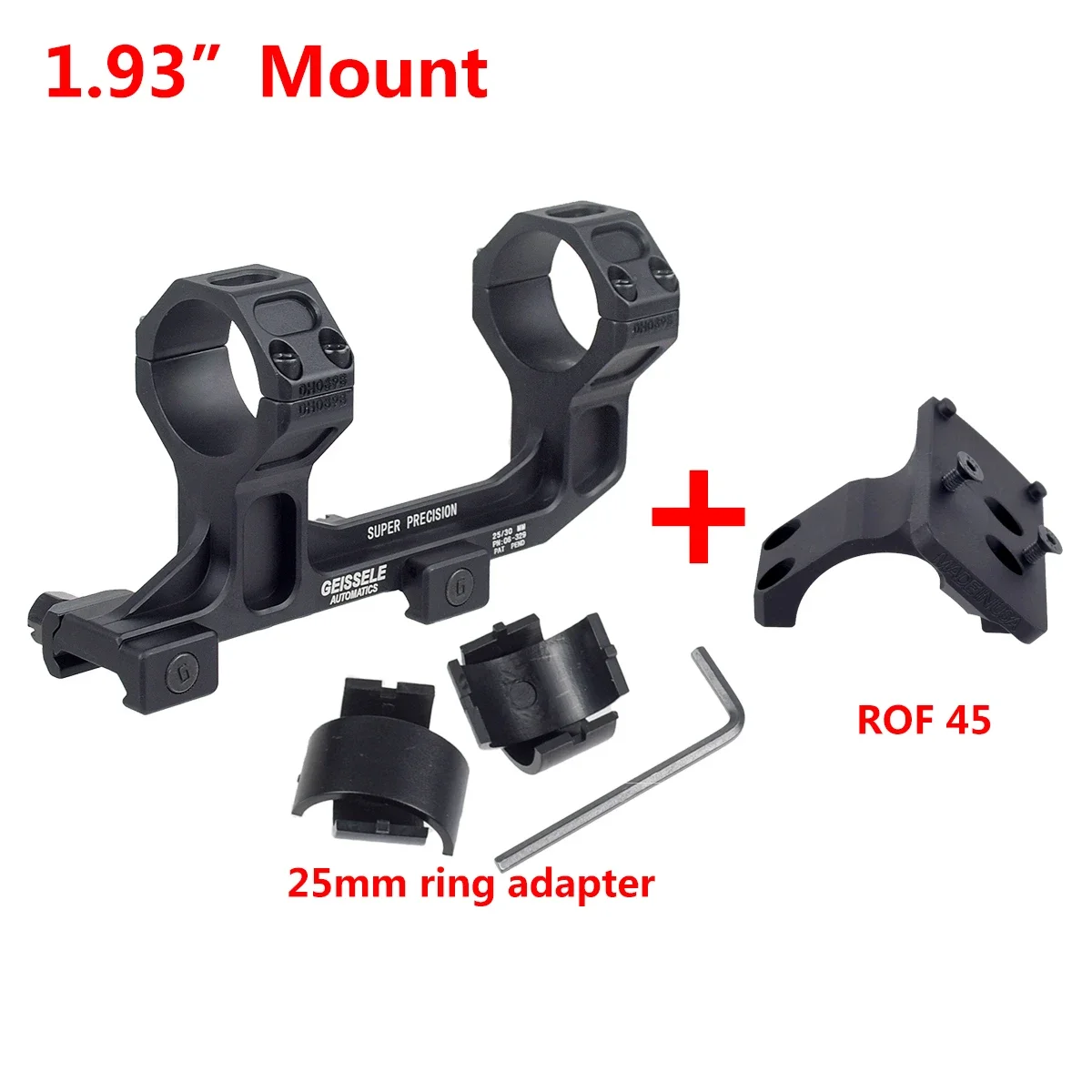 GEISSELE SUPER PRECISION AR15 Scope Mount 25.4mm 30mm Rings With Reptilia ROF-45/90 For RMR Red Dot Sight RAISER Mount view 6