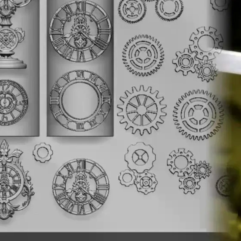Exquisite Clock Gears 3D Silicone Nails Mold For Nail Charms DIY Nail Art Decorations Soft Stamping Mold Manicure Design Tools