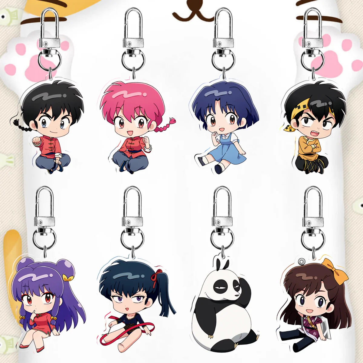 Anime Ranma 2/1 Nibun no Ichi figuras Ranma Tendou Akane llaveros acrílicos versión Q lindo bolso de dibujos animados accesorios regalos para seguidores