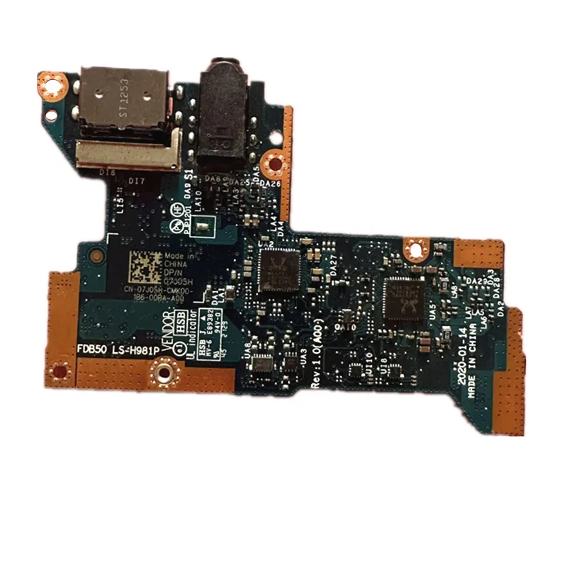 

Original For Dell Latitude 9510 USB Board Audio Board A1991B 07J05H LS-H981P Keyboard Led Board
