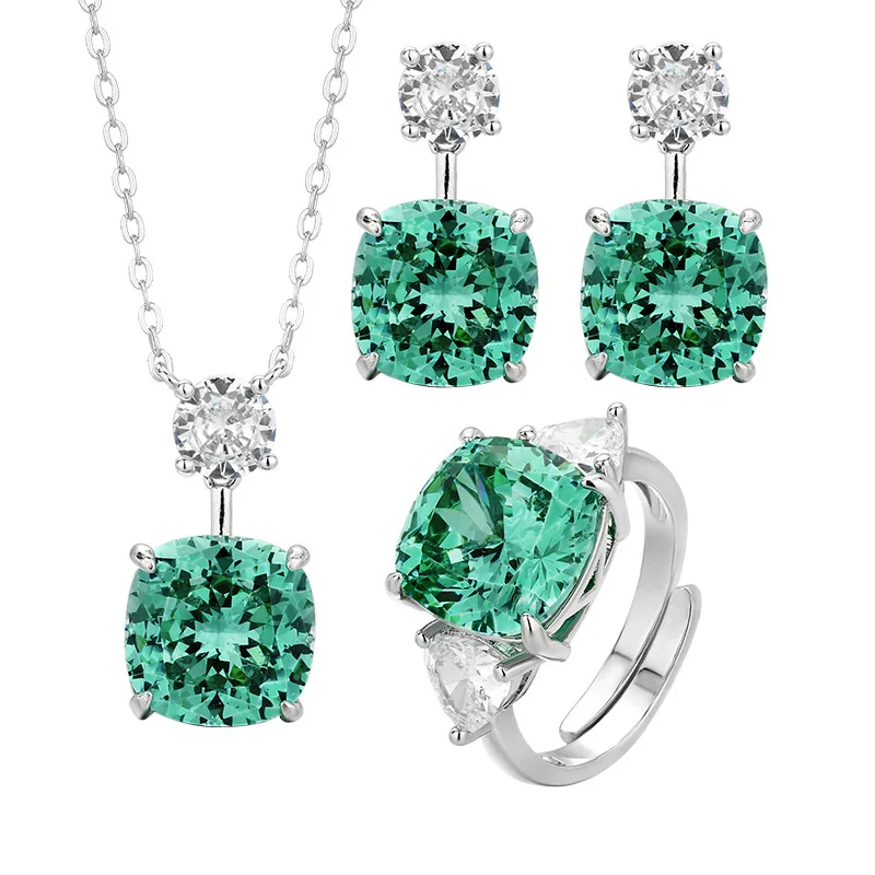 

Gorgeous copper gold-plated jewelry: emerald earrings, rings, and necklaces