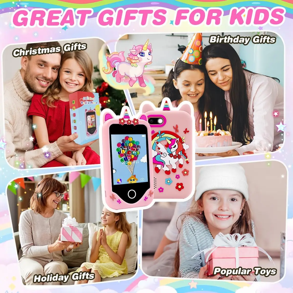 Детская камера, игрушки, телефон, детский смартфон с играми, музыкальный плеер, 32 ГБ, обучающие игрушки для девочек и мальчиков, подарки на Рождество и день рождения.