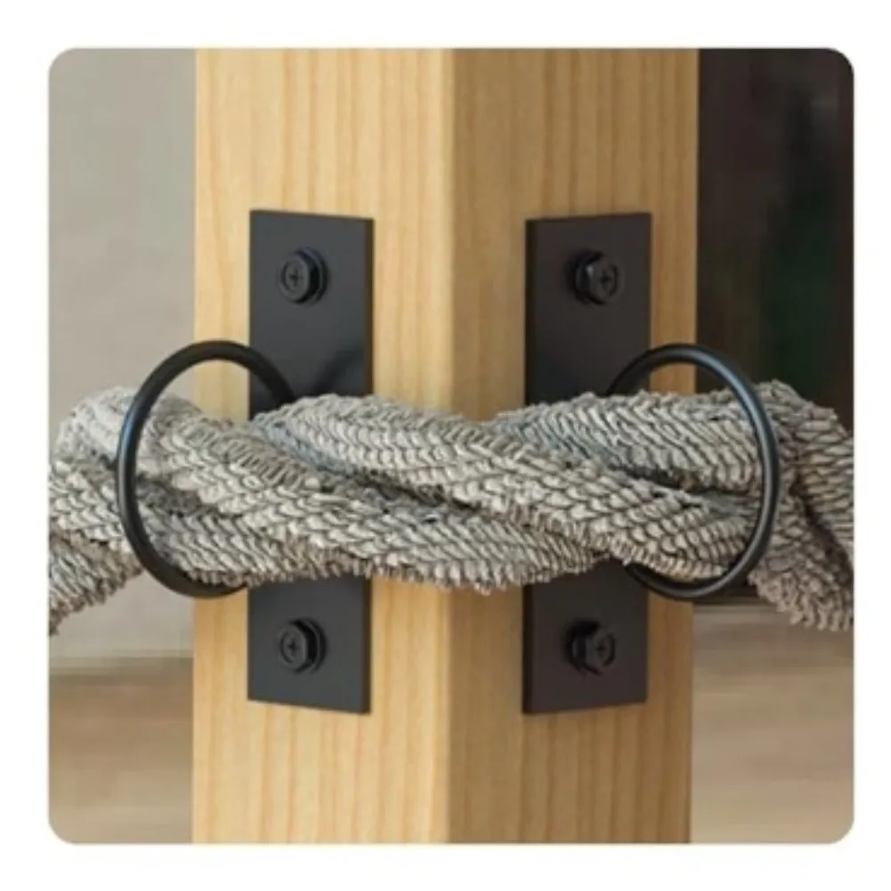 Black Circular Bracket 4pcs Coated Iron Wall Ceiling Mount Rope Hook for Rope Coiling Fencing Hanging and Rope Management Use