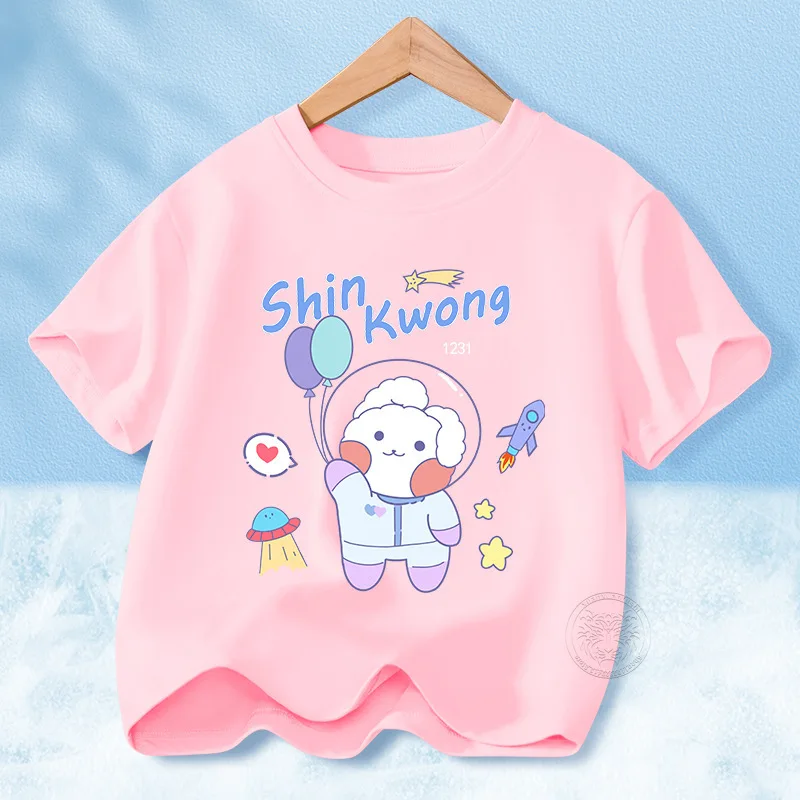 New Children's Clothing Girls Short-sleeved T-shirt Fashionable Korean Printed Summer Children's Cotton Casual Tops 100-160