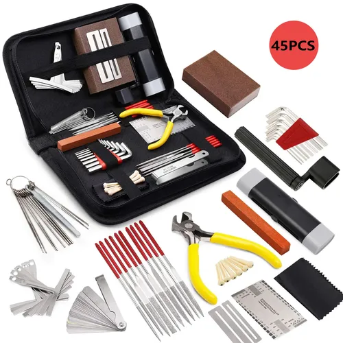 Imagen 2 del producto Miwayer 25/45/72 Kit de herramientas de reparación de guitarra Kit de configuración con bolsa de transporte Regalo perfecto para entusiastas de música o instrumentos de cuerda