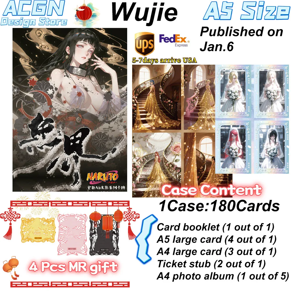 도매 2025 무한 나루토 A5 사이즈 컬러 종이 첫 번째 카드 ACG CCG TCG 취미 선물