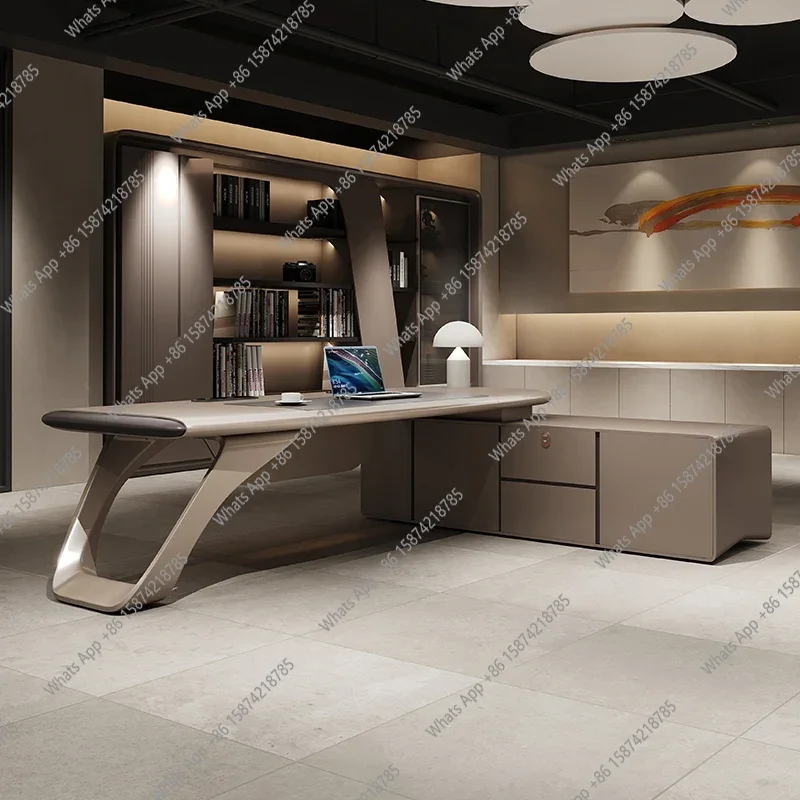 Meja Kantor Mewah Modern dengan Laci, Kursi, Estetis, Desainer, Meja Komputer Bentuk L, Meja Laptop, Furnitur Scrivania