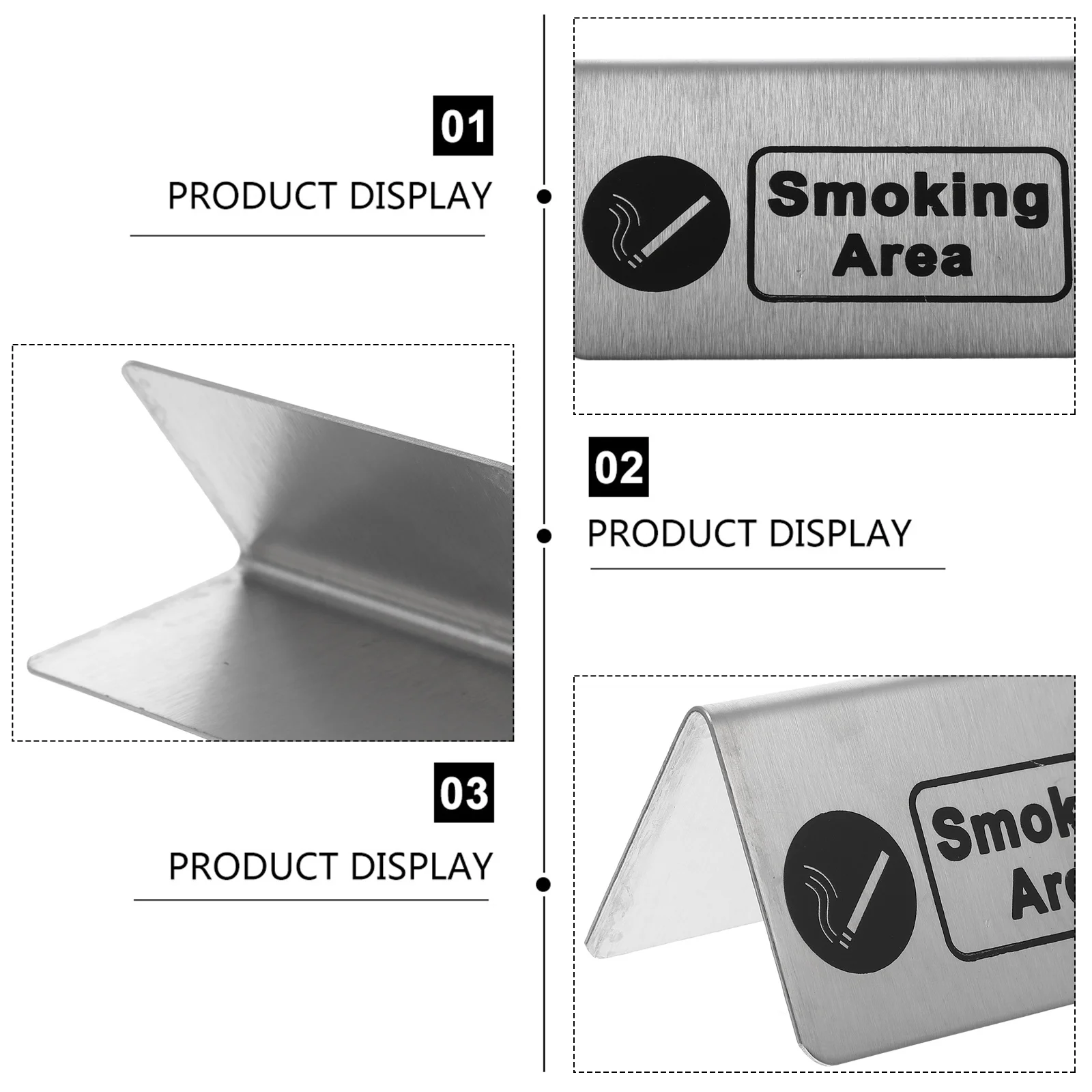 

Smoking Area Sign Stainless Steel Durable Restaurant Banquet Outdoor Indoor Label Traffic Safety Indicator No Fade