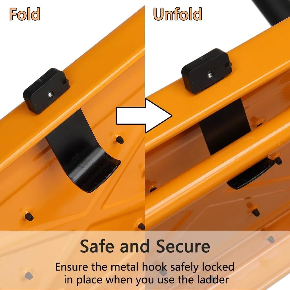 سلم قابل للطي مع درابزين، سعة 500 رطل، مساند للذراعين غير قابلة للانزلاق، منطقة دواسة كبيرة، متعددة الأغراض لاستخدام المطبخ المنزلي #5