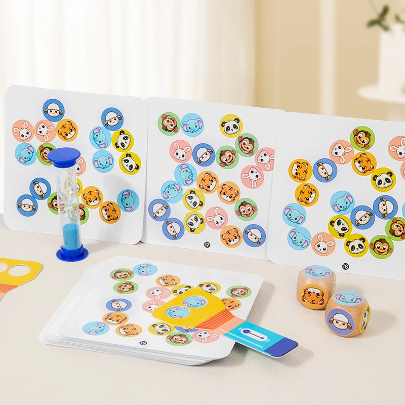 Montessori Toy Animal Board Game for Kids Cognitive Logical Thinking Puzzle Educational Reaction Contest Table Game for Children