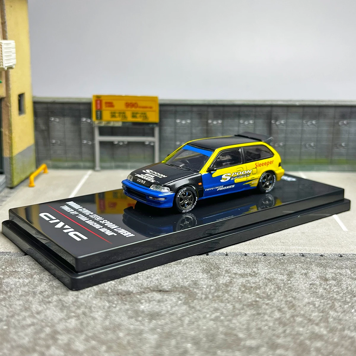 INNO 1:64 Honda EF9 Painted carbon cap alloy car model Collection gift display