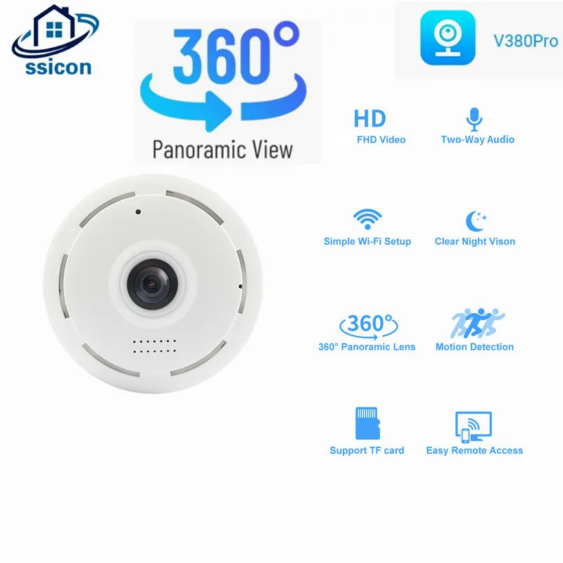 

360 Panoramic WIFI Camera V380 Pro Two Ways AUDIO Smart Home Security Protection MINI Surveillance Wireless Camera 3MP