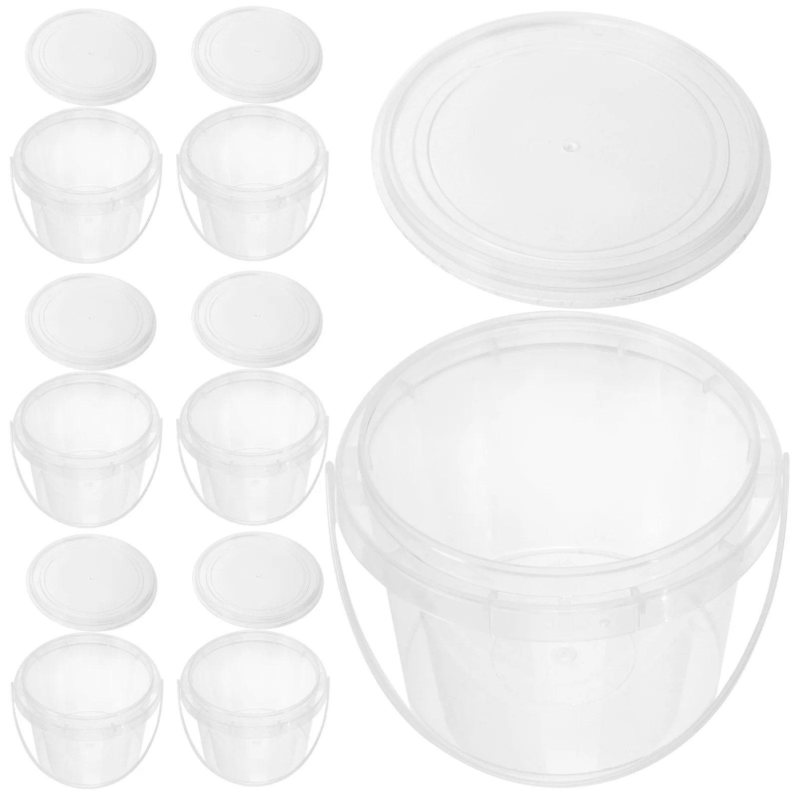 20Pcs Soft Mud Storage Box Durable Plastic Paint Bucket Portable Handle Lid Multipurpose Storage Container Kitchen Organizer