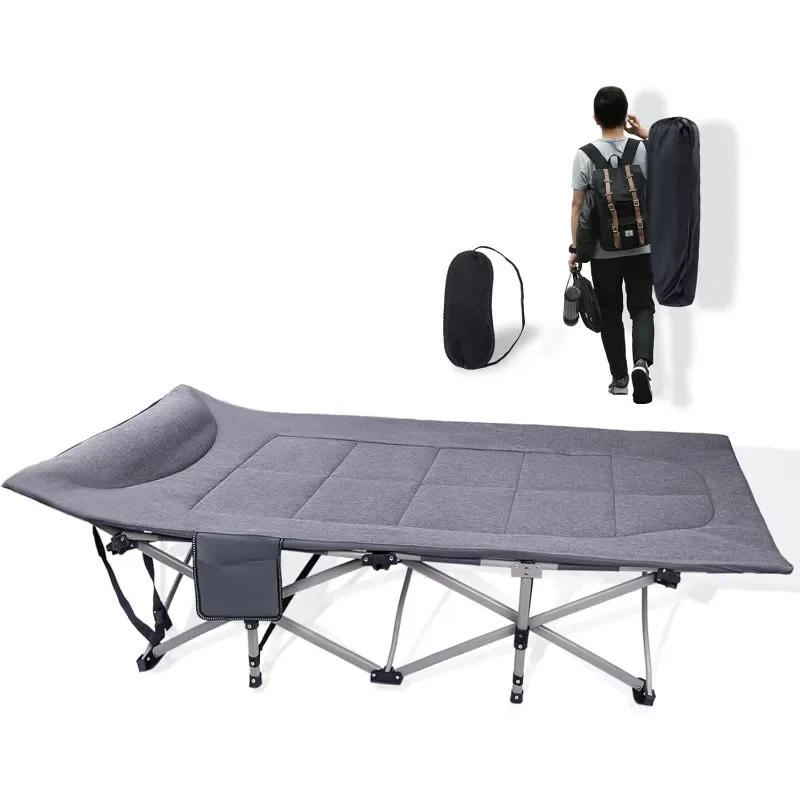 

Folding Camping Cot, Heavy Duty 600 Lbs Portable Bed for Adults, Camping Beds with Carry Bag, Grey