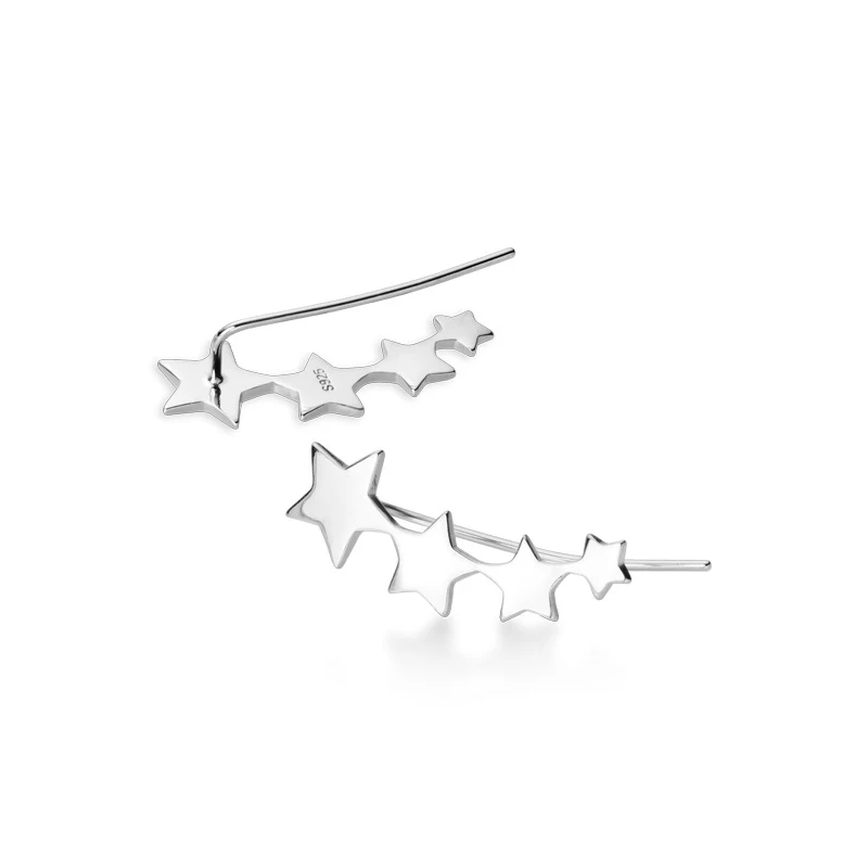 Modian autentyczne 925 Sterling Silver błyszczące wieżowych gwiazdy wiersz stadniny kolczyki dla kobiet moda proste złoty kolor ucha broszka biżuteria — zdjęcie 6