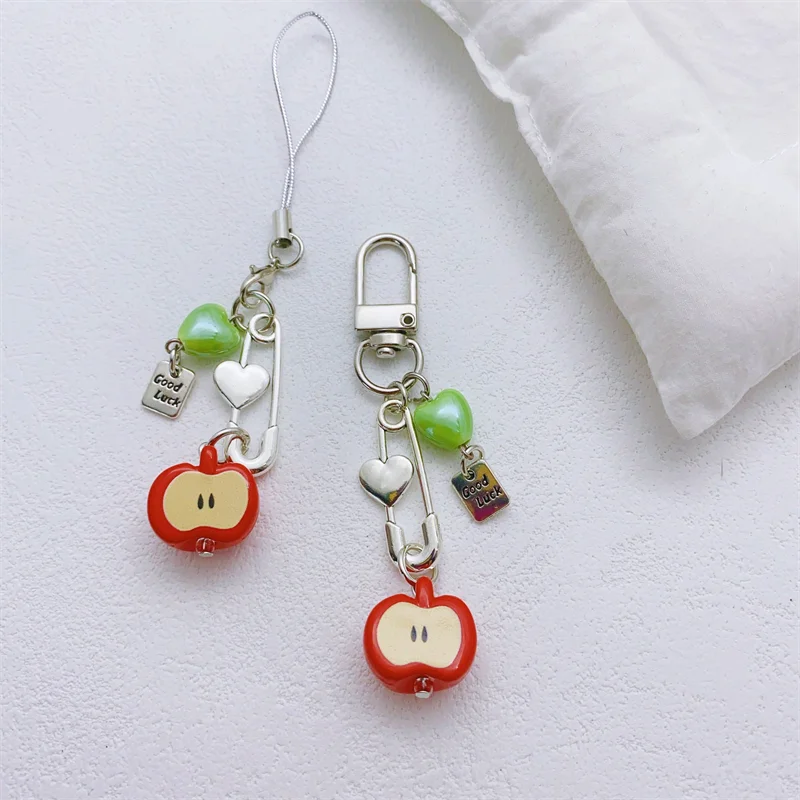 1pcs Boho Apple ลูกปัดพวงกุญแจโทรศัพท์ CHAIN Charm สําหรับสาว VINTAGE กล้อง CCD กระเป๋า Lanyard เครื่องประดับของขวัญ