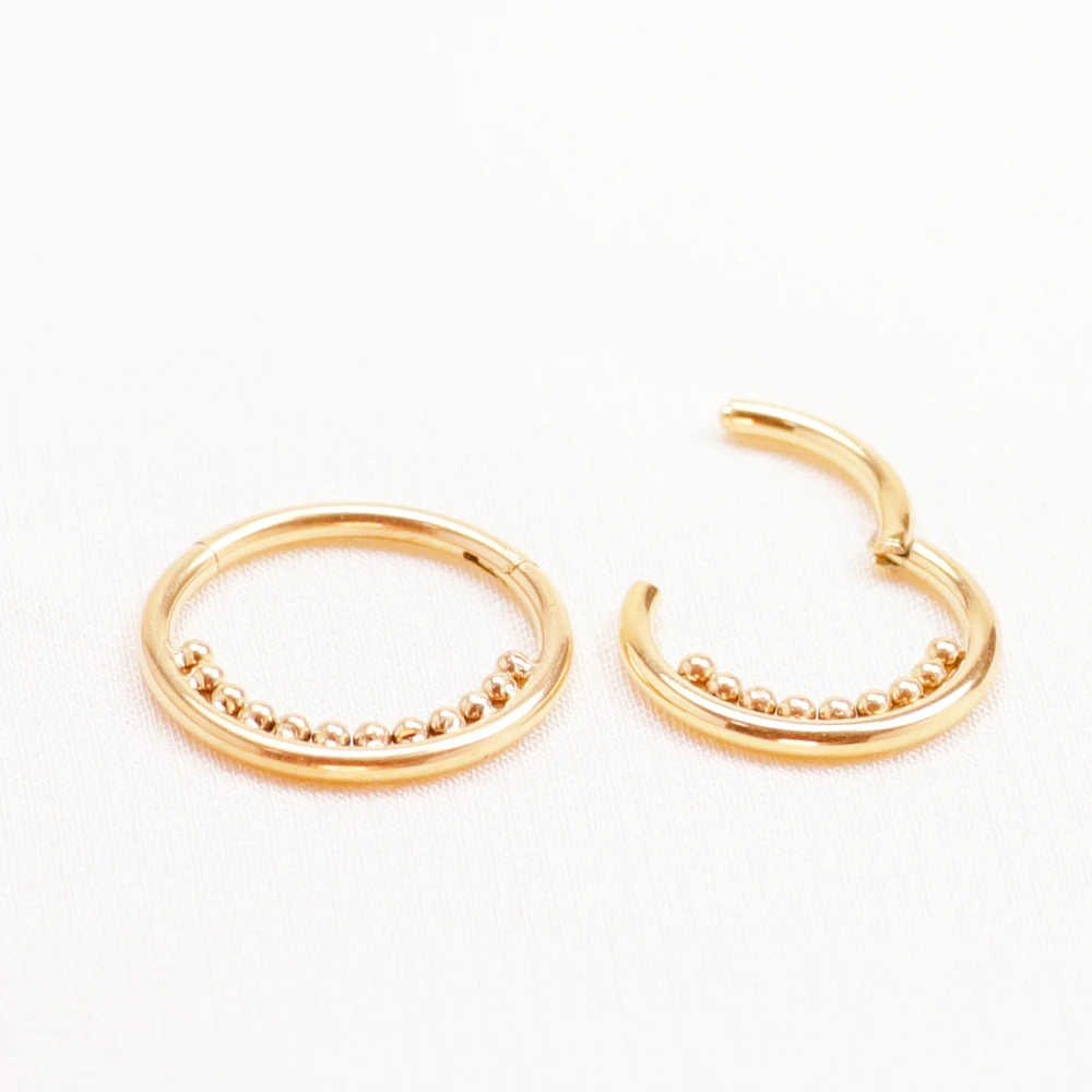 

5/10/50Pcs G23 Titanium Clicker Nose Ring Septum Piercing with CZ Stone Hinged Bead Hoops Earrings - Body Jewelry Set