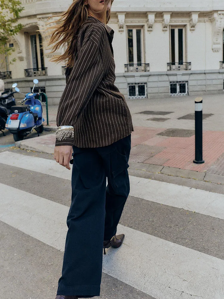 Faionable الحلو مخطط زر متابعة طويلة Sve الياقات irt جديد وصول شتاء 2025 ملابس نسائية الصينية التقليدية Sle #4