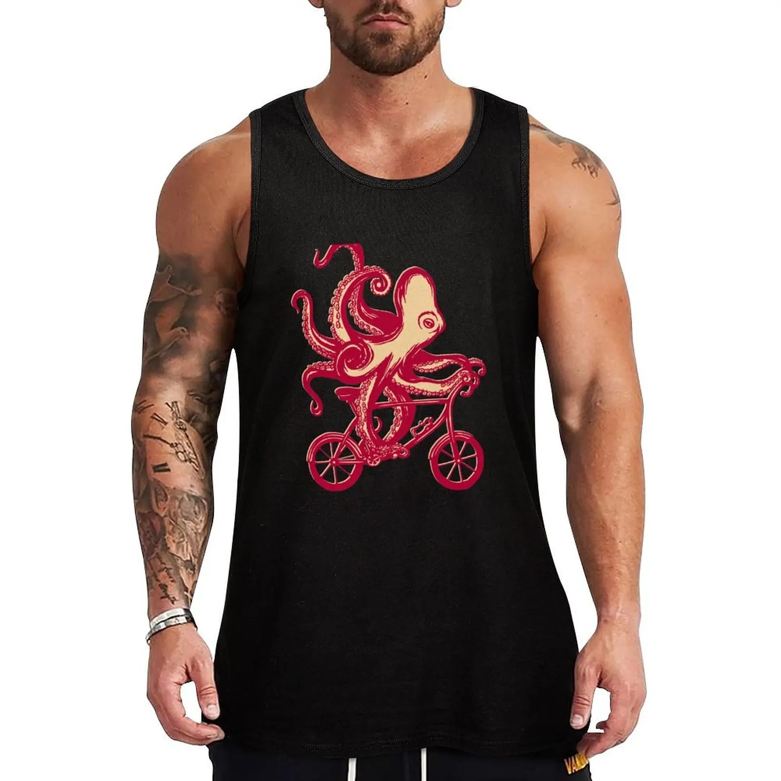 

Cycling octopus Tank Top cotton t-shirts man anime t-shirts Man sleeveless shirt Men's gym articles
