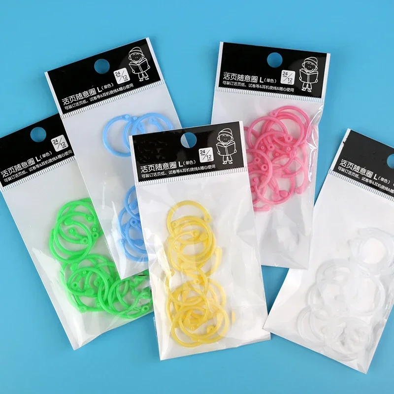 12 clip per anelli circolari in plastica, album fai da te, raccoglitori per libri a fogli mobili, cerchi, accessori per rilegatura, portachiavi, materiale scolastico per ufficio