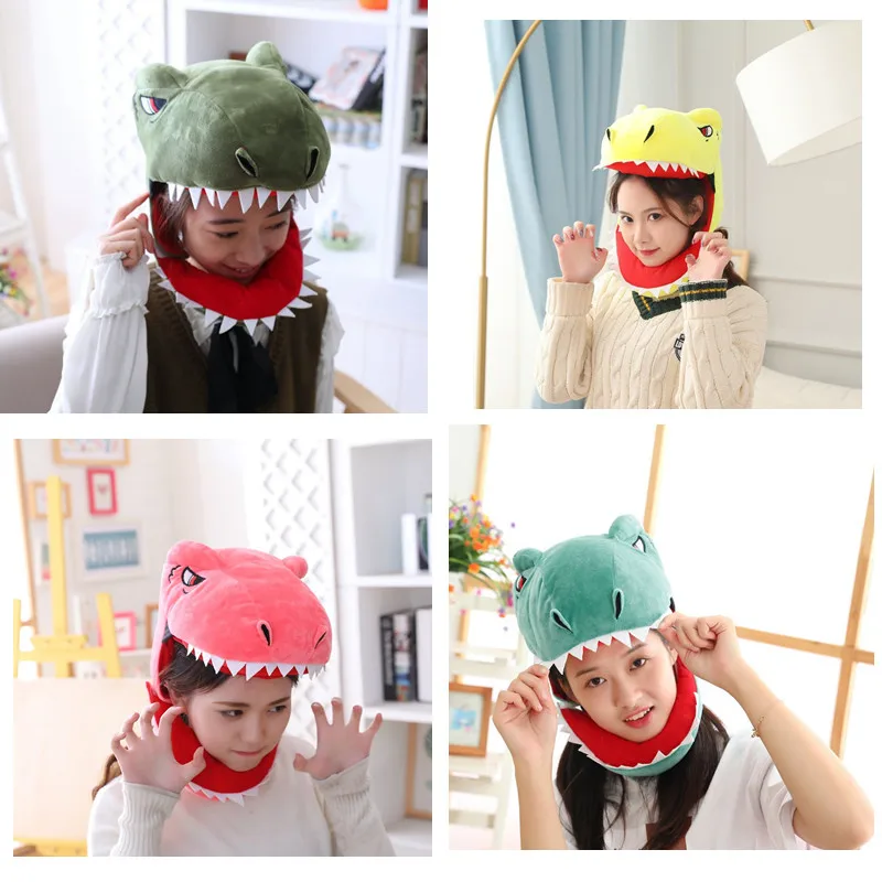 Funny Plush Dinosaur Shark Cap, Lifelike Animal Hat, Headgear Headdress, Photography Performance Props, Cosplay Party