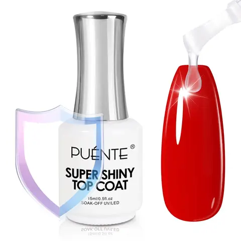 PUENTE Esmalte de uñas en gel súper brillante, sellador brillante en gel, barniz transparente para decoración de uñas LED, hipoalergénico, brillo duradero, fácil aplicación para manicura y pedicura, esmalte de uñas en gel, esenciales para pedicura