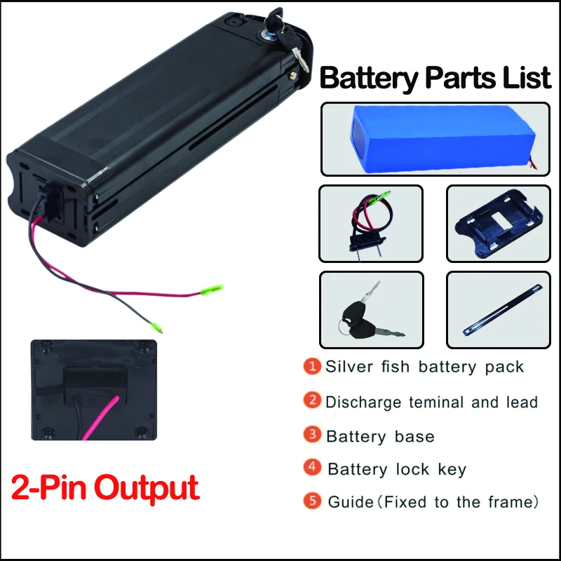 48v Silver Fish EBike Lithium Battery 52/60/72  Volt 40ah Batterie 36v13Ah Duotts S26 Battery 20ah 30ah 50ah 60ah 1500w Batterie view 5